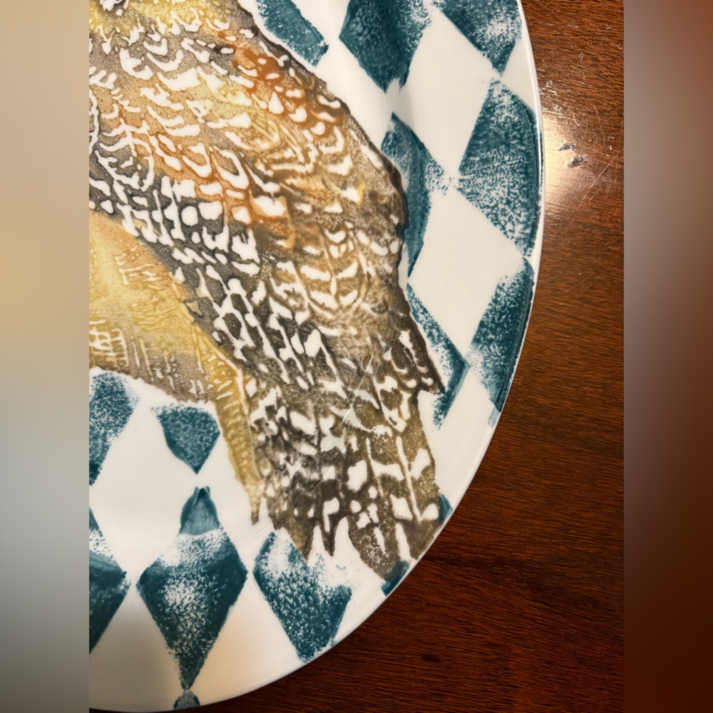 🦉 Vietri Wildlife Owl Oval Platter – Made in Italy – 18” – Wall Hanging Holes - Picture 4 of 10